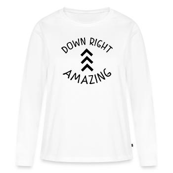 Down Right Amazing Shirt Down Syndrome Chemises Awar - T-shirt manches longues Premium bio Femme - blanc - Devant - Julia (174cm)