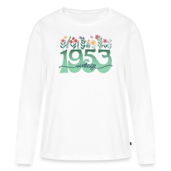 Pattern Flowers 1953 Birthday Party Woman 70 Years - Women's Premium Organic Long Sleeve Shirt - white - Front - Julia (174cm)