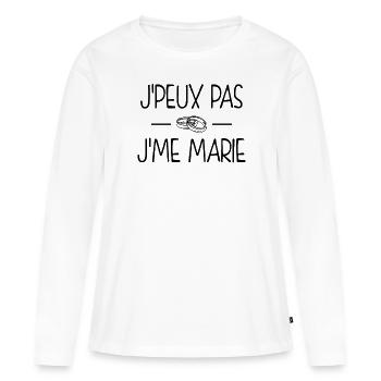 Cadeau mariage EVJF EVG - T-shirt manches longues Premium bio Femme - blanc - Devant - Julia (174cm)