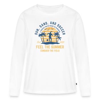 Soccer girl playing at the beach during sunset - Women's Premium Organic Long Sleeve Shirt - white - Front - Julia (174cm)