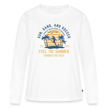 Soccer girl playing at the beach during sunset - Women's Premium Organic Long Sleeve Shirt - white - Front - Julia (174cm)