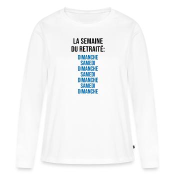La Semaine du Retraité - T-shirt manches longues Premium bio Femme - blanc - Devant - Julia (174cm)