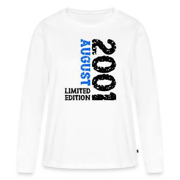 2001 August Limited Edition 22. Geburtstag Outfit - Frauen Premium Bio Langarmshirt - Weiß - Vorne - Julia (174cm)