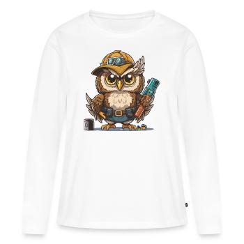 Owl Wood Works - T-shirt manches longues Premium bio Femme - blanc - Devant - Julia (174cm)