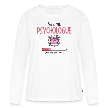 Métier Psychologue En Cours Bientôt Psychologue - T-shirt manches longues Premium bio Femme - blanc - Devant - Julia (174cm)