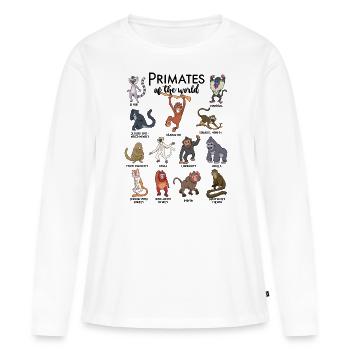 Différents singes - Types de primates - T-shirt manches longues Premium bio Femme - blanc - Devant - Julia (174cm)