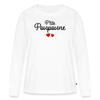Petite Poupoune Humour Surnom Affectueux Femme - T-shirt manches longues Premium bio Femme - blanc - Devant - Julia (174cm)