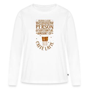 Erfolgreich nur mit Caffè Latte - Frauen Premium Bio Langarmshirt - Weiß - Vorne - Julia (174cm)