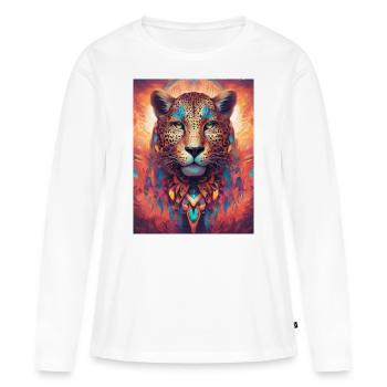 Leopard close up - bright and fantastic colors - Women's Premium Organic Long Sleeve Shirt - white - Front - Julia (174cm)