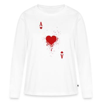 Card Game Costume Ladies Carnival Heart Ace - Women's Premium Organic Long Sleeve Shirt - white - Front - Julia (174cm)
