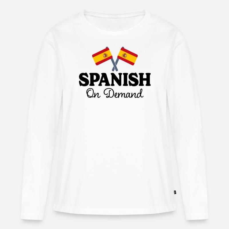 Spanisch auf Anfrage Spanisch Dolmetscher - Frauen Premium Bio Langarmshirt - Weiß