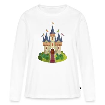 Château - T-shirt manches longues Premium bio Femme - blanc - Devant - Julia (174cm)