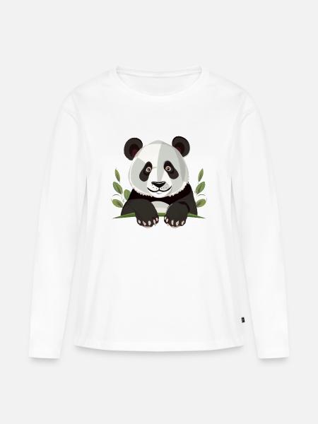 Großer Panda - Frauen Premium Bio Langarmshirt - Weiß
