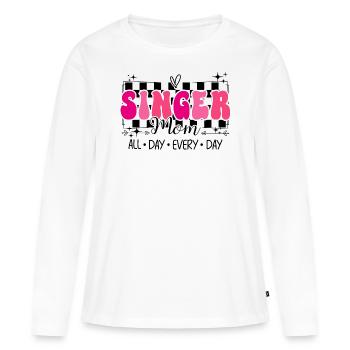 Singender Musiker Mama Sänger - Frauen Premium Bio Langarmshirt - Weiß - Vorne - Julia (174cm)