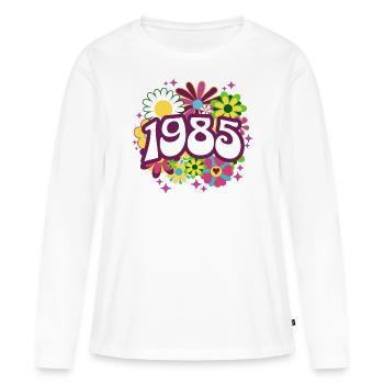Retro Groovy Jahr 1985 Frauen 40 Jahre alter Geburtstag - Frauen Premium Bio Langarmshirt - Weiß - Vorne - Julia (174cm)