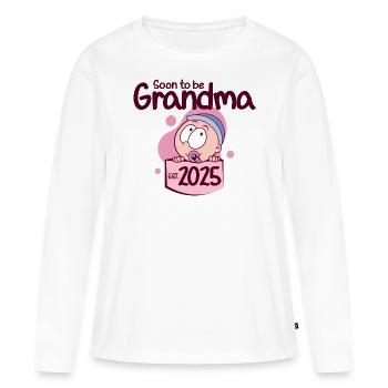 Beförderung zur Oma 2025 Baldige Oma - Frauen Premium Bio Langarmshirt - Weiß - Vorne - Julia (174cm)