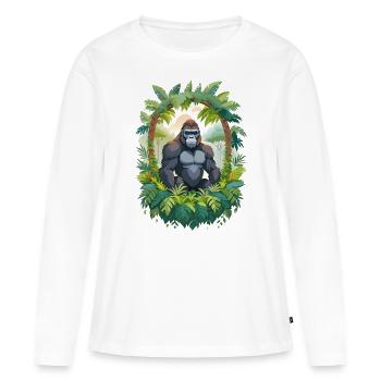 Gorille dans la jungle - T-shirt manches longues Premium bio Femme - blanc - Devant - Julia (174cm)