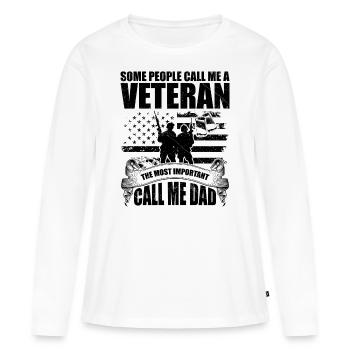 Some people call me veteran - T-shirt manches longues Premium bio Femme - blanc - Devant - Julia (174cm)