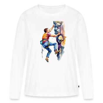 Klettern am Felsen - Frauen Premium Bio Langarmshirt - Weiß - Vorne - Julia (174cm)