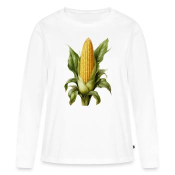 Illustration de maïs sur épi de maïs - T-shirt manches longues Premium bio Femme - blanc - Devant - Julia (174cm)