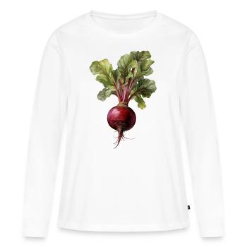 Rote Beete / Rote Bete - Frauen Premium Bio Langarmshirt - Weiß - Vorne - Julia (174cm)