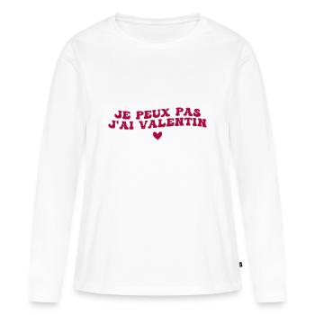 je peux pas j'ai Valentin - T-shirt manches longues Premium bio Femme - blanc - Devant - Julia (174cm)