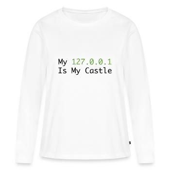 My 127.0.0.0.1 Is My Castle - T-shirt manches longues Premium bio Femme - blanc - Devant - Julia (174cm)