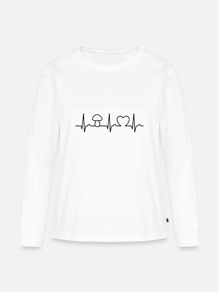 Herzkurve - Pilzsammler - Pilze - Spruch - Frauen Premium Bio Langarmshirt - Weiß