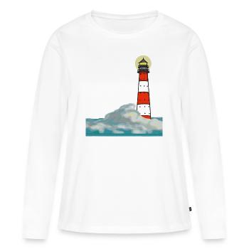 Leuchtturm im Sturm - Frauen Premium Bio Langarmshirt - Weiß - Vorne - Julia (174cm)