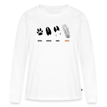 Fuchs, Reh, Eber, Jäger, Trittsiegel, Fährte - Frauen Premium Bio Langarmshirt - Weiß - Vorne - Julia (174cm)