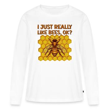 Apiculture Cours d’apiculture Association des apiculteurs Apiculteurs - T-shirt manches longues Premium bio Femme - blanc - Devant - Julia (174cm)