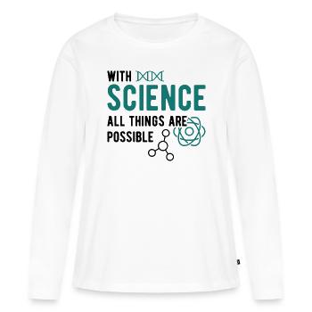 science - T-shirt manches longues Premium bio Femme - blanc - Devant - Julia (174cm)