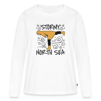 Mer du Nord orageuse - T-shirt manches longues Premium bio Femme - blanc - Devant - Julia (174cm)
