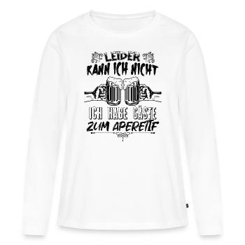 Leider kann ich nicht ich habe gäste zum aperetif - Frauen Premium Bio Langarmshirt - Weiß - Vorne - Julia (174cm)