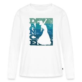Femme flamenco avec robe flamenco - T-shirt manches longues Premium bio Femme - blanc - Devant - Julia (174cm)