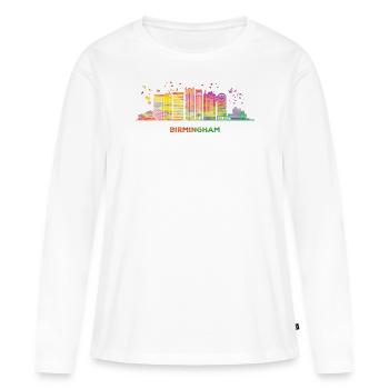 Birminghamer Skyline Birmingham - T-shirt manches longues Premium bio Femme - blanc - Devant - Julia (174cm)