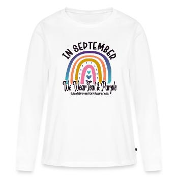 Prévention du suicide en septembre que nous portons - T-shirt manches longues Premium bio Femme - blanc - Devant - Julia (174cm)