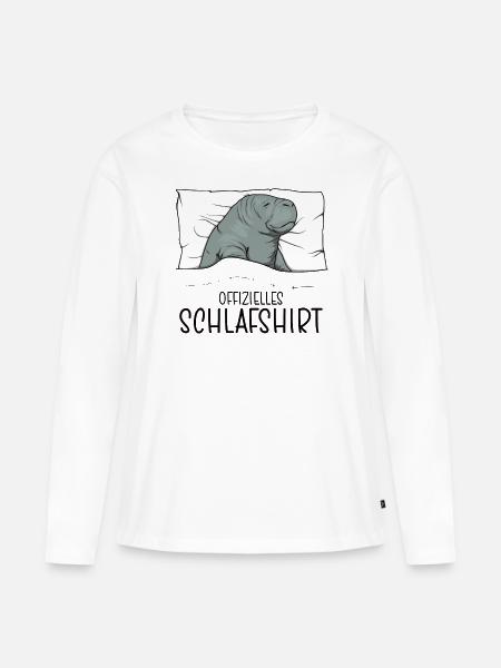 Offizielles Schlafshirt Seekuh Schlafanzug - Frauen Premium Bio Langarmshirt - Weiß