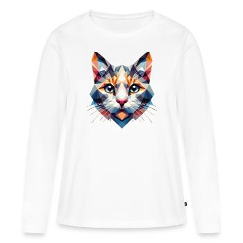 Polygon Cat, Digital Art - Women's Premium Organic Long Sleeve Shirt - white - Front - Julia (174cm)