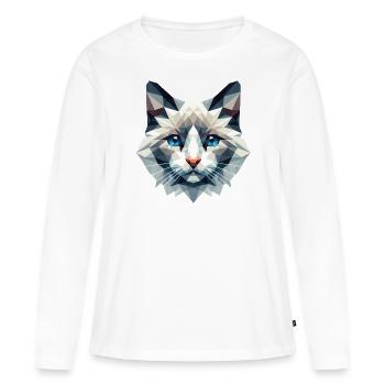 Polygon Cat, Digital Art - Women's Premium Organic Long Sleeve Shirt - white - Front - Julia (174cm)