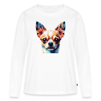 Polygon Dog, Digital Art Animal Chihuahua - Women's Premium Organic Long Sleeve Shirt - white - Front - Julia (174cm)