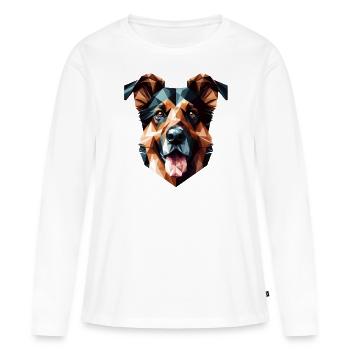 Polygon Dog, Digital Art Animal - Women's Premium Organic Long Sleeve Shirt - white - Front - Julia (174cm)