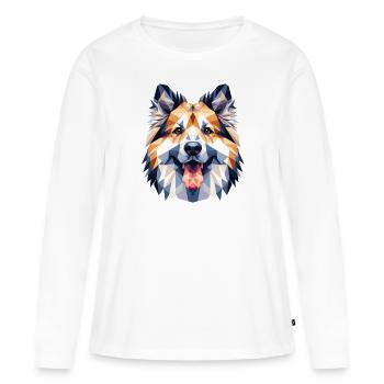 Polygon Dog, Digital Art Animal - Women's Premium Organic Long Sleeve Shirt - white - Front - Julia (174cm)