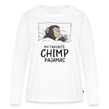 Schlafanzug Schimpanse Affe Schlafshirt - Frauen Premium Bio Langarmshirt - Weiß - Vorne - Julia (174cm)
