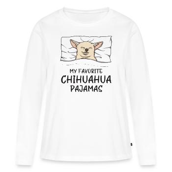 Schlafanzug Chihuahua Hund Schlafshirt - Frauen Premium Bio Langarmshirt - Weiß - Vorne - Julia (174cm)