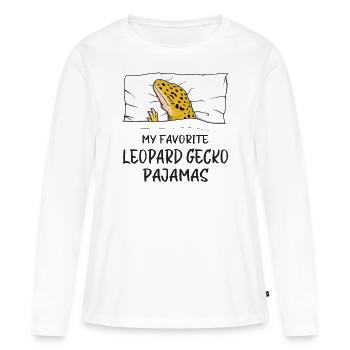 Schlafanzug Leopardgecko Eidechse Schlafshirt - Frauen Premium Bio Langarmshirt - Weiß - Vorne - Julia (174cm)