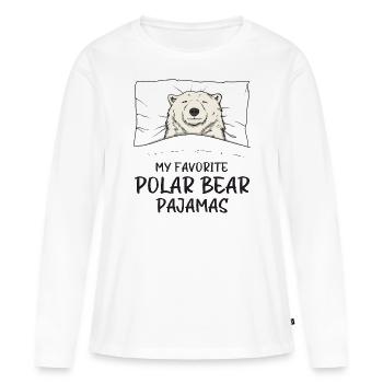Schlafanzug Eisbär Polarbär Schlafshirt - Frauen Premium Bio Langarmshirt - Weiß - Vorne - Julia (174cm)
