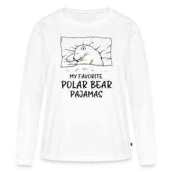 Schlafanzug Eisbär Polarbär Schlafshirt - Frauen Premium Bio Langarmshirt - Weiß - Vorne - Julia (174cm)