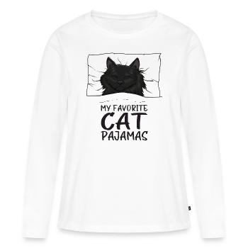 Katze Schlafanzug Schlafshirt - Frauen Premium Bio Langarmshirt - Weiß - Vorne - Julia (174cm)