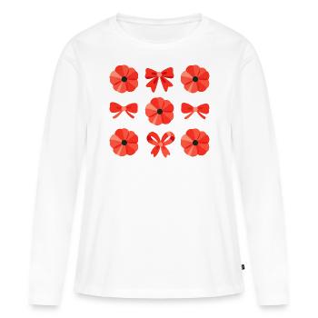 Mohnblume Schleife für Damen - Frauen Premium Bio Langarmshirt - Weiß - Vorne - Julia (174cm)